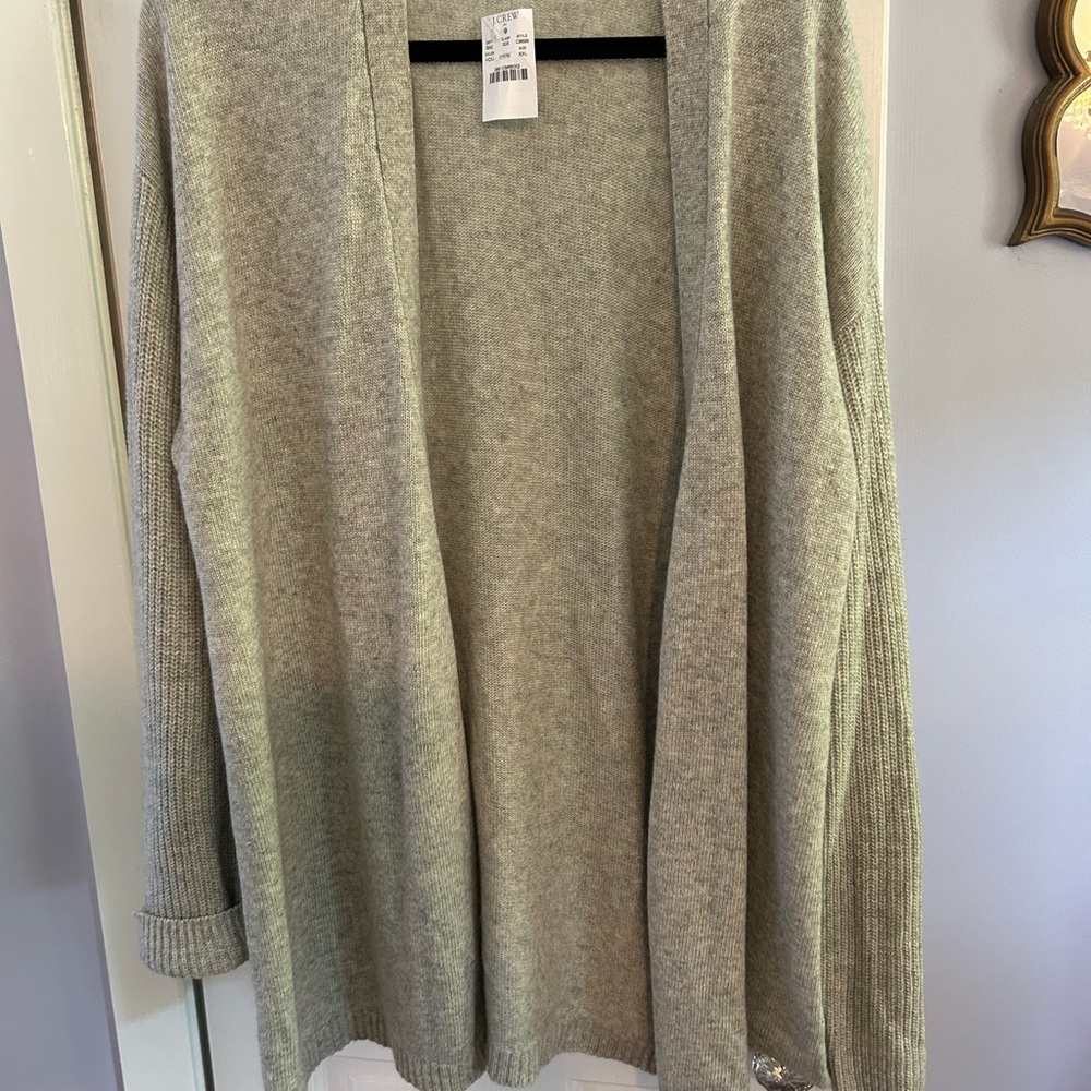 Light Gray Open-Front Women's Sweater Cardigan